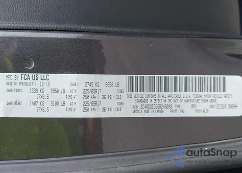 2016 Dodge Grand Caravan R/T z USA, uszkodzony, nr VIN 2C4RDGEG5GR249209